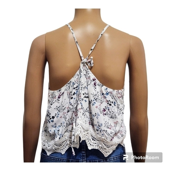 ❤2/15❤garage Crochet Hem Trim Floral Halter Crop Top - Picture 3 of 8
